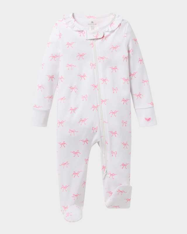 Girl's Blushing Bows Printed Footie, Size Newborn-9M